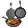 3Pcs Pre-Seasoned Cast Iron Skillet Set 6/8/10in Non-Stick Oven Safe Cookware Heat-Resistant Frying Pan for Frying Sautéing Cooking Baking