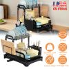 2-Tier Dish Drying Rack for Kitchen Counter Space Saving Rustproof Dish Rack with Drainboard Detachable Kitchen Drainer Organizer Set with Utensil Hol