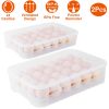 2Pcs Plastic Egg Holder Stackable Egg Storage Box Egg Rack for Refrigerator 24 Cavity Per Container