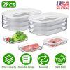 2Pcs Deli Meat Container With Lid for Fridge Stackable Bacon Container Clear Food Storage Box with Lid Meal Prep Container for Lunch Meat Salami Cold
