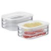2Pcs Deli Meat Container With Lid for Fridge Stackable Bacon Container Clear Food Storage Box with Lid Meal Prep Container for Lunch Meat Salami Cold