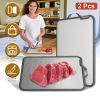 2Pcs Double Sided Cutting Board Stainless Steel PP Chopping Board Lightweight Kitchen Cutting Board Mesh Design with Grinding Zone Knife Sharpener Han