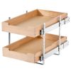 2 Tier Pull Out Cabinet Organizer Soft Close Slide Out Wood Drawer 14"W x 21"D