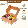 Kraft Paper Bakery Boxes with Window 28 Pack, Auto Pop Up Cupcake Box 9x6x3 Inch