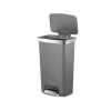 Kitchen Trash Can, 11.9 Gallon Plastic Step Garbage Bin with Soft Close Lid, Gray