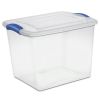 4 Pack 27 Quart Clear Plastic Storage Container with Latch Lid, Blue