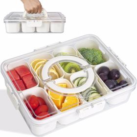 Divided Serving Tray with Lid and Handle, Snackle Box Container, Snack Organizer for Adults Fruit Tray, Veggie Tray, Candy Tray