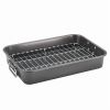 Bakeware 11x15 Inch Nonstick Roaster with Flat Rack, Dishwasher Safe and Oven Safe to 450Â°F, Gray