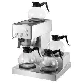 VEVOR Commercial Drip Coffee Maker, 12 Cups Coffee-Maker Machine with 4 Glass Carafes and 4 Decanter Warmer Plates