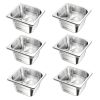 VEVOR 6 Pack Stainless Steam Hotel Pans, 1/6 Size Table Steam Pan, 4 Inch Deep