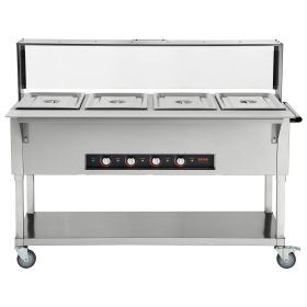 VEVOR 4-Pan Commercial Food Warmer, 4 x 20.6QT Electric Steam Table, 2000W Professional Buffet Catering Food Warmer with Acrylic Sneeze Guard