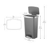 Kitchen Trash Can, 11.9 Gallon Plastic Step Garbage Bin with Soft Close Lid, Gray