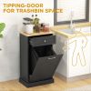 Kitchen Tilt Out Trash Bin Cabinet, Free Standing Recycling Cabinet, Trash Can Holder with Drawer, Black