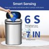 13 Gallon Trash Can with Lid | Automatic Touchless Garbage Can | Odor Control | Modern Oval Design | Easy to Clean | Stainless Steel | Fits Any Kitche