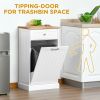 Kitchen Tilt Out Trash Bin Cabinet, Free Standing Recycling Cabinet, Trash Can Holder with Drawer, White