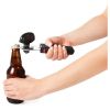 Black Manual Can Opener with Soft Grip Handle, Stainless Steel Blade, Freestanding Design, Hand Wash Only