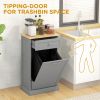 Kitchen Tilt Out Trash Bin Cabinet, Free Standing Recycling Cabinet, Trash Can Holder with Drawer, Grey