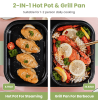 2-in-1 electric heating pot and grill plate set featuring dual independent temperature controls