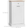 Kitchen Tilt Out Trash Bin Cabinet, Free Standing Recycling Cabinet, Trash Can Holder with Drawer, White