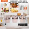 VEVOR Electric Soup Warmer, Three 7.4QT Stainless Steel Round Pot 86~185°F Adjustable Temp