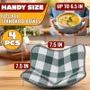 4 Pcs Microwave Bowl Cozy Holders Gray & White Checkered Heat Resistant Microwave Bowl Holders for Hot Food Protect Hands from Hot Dishes Soft Fabric