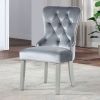 Glam Silver And Dark Gray 7pc Dining Set Table w Leaf Wingback 6x Chairs Acrylic Tufted Dining Room Furniture