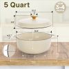 Cast iron 5QT cooking pot - ceramic white - comes with two silicone gloves - Enamel pot