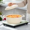 Cast iron 5QT cooking pot - ceramic white - comes with two silicone gloves - Enamel pot
