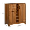 Vintage Wine Cabinet, Brown, with 6-Bottle Holder & Glassware Storage