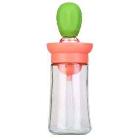 Oil Dispenser Bottle 2 In 1 Cooking Glass Olive Oil Dispenser Silicone Dropper with Silicone Brush Dropper Measuring Container for Kitchen Baking BBQ (Option: OilBottleGreen)