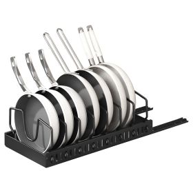 Pull Out Pots And Pans Organizer Under Cabinet With 8 Adjustable Dividers Rustproof Carbon Steel Sliding Pots Holder For Kitchen Cookware Bakeware Pot (Option: PotAndPanRack(Black))