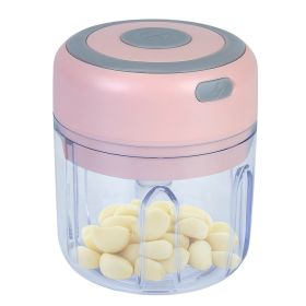 Mini Electric Garlic Chopper 8.45OZ Cordless Garlic Mincer Food Chopper Rechargeable Food Blender Chili Nut Onion Pepper Meat Ginger Baby Food (Option: ElectricChopperPink)
