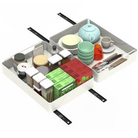 2Pcs Pull Out Cabinet Organizers Sliding Shelf Spice Rack Carbon Steel Roll Out Drawers Fixed with Adhesive Nano Film with Handle 55LBS Max Load (Option: 2PcsOrganizer30CM)