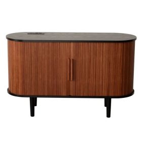 Fralimk Sideboard Buffet Cabinet With Storage, Modern Fluted Storage Cabinet For Dining Room, Tambour Door Console Table For Living Room, Office Stora (Option: Brown)