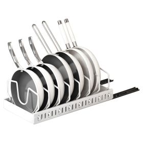 Pull Out Pots And Pans Organizer Under Cabinet With 8 Adjustable Dividers Rustproof Carbon Steel Sliding Pots Holder For Kitchen Cookware Bakeware Pot (Option: PotAndPanRack(White))