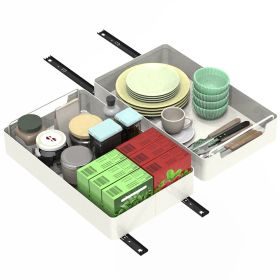 2Pcs Pull Out Cabinet Organizers Sliding Shelf Spice Rack Carbon Steel Roll Out Drawers Fixed with Adhesive Nano Film with Handle 55LBS Max Load (Option: 2PcsOrganizer25CM)