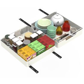 2Pcs Pull Out Cabinet Organizers Sliding Shelf Spice Rack Carbon Steel Roll Out Drawers Fixed with Adhesive Nano Film with Handle 55LBS Max Load (Option: 2PcsOrganizer35CM)
