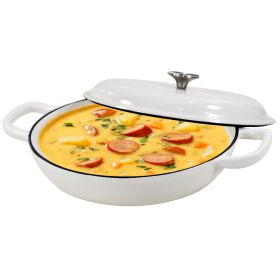 Enameled Cast Iron Dutch Oven, 3.8 Quart Dutch Oven Pot with Lid, Non Stick Cast Iron Pot, Round Oven Safe up to 500Â°F, Use for Marinate, Cook (Color: White)