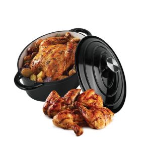 Household Cast Iron Pot with Lid for Stews/Cooking (Color: As pic show, type: Style A)