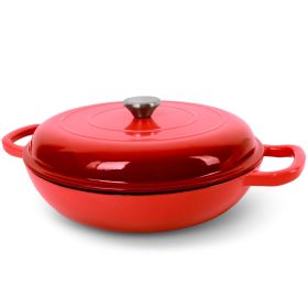 Enameled Cast Iron Dutch Oven, 3.8 Quart Dutch Oven Pot with Lid, Non Stick Cast Iron Pot, Round Oven Safe up to 500Â°F, Use for Marinate, Cook (Color: Red)
