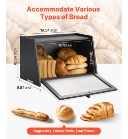 Bread box for kitchen countertop, large-capacity bamboo bread storage container, rustic wooden bread box, suitable for homemade bread (T3342P544817: T3342P544817)